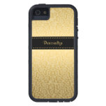 Luxury Black and Gold Jaguar Print With Name iPhone 5 Cases