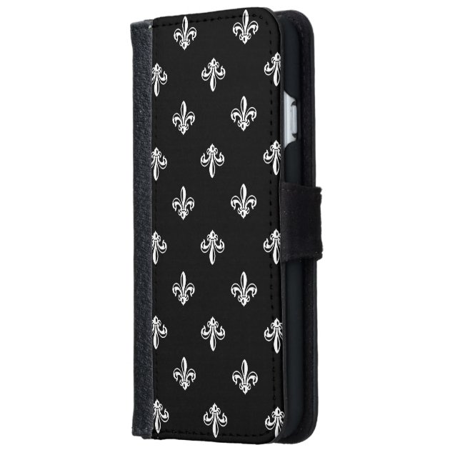 Luxury Black and White Fleur-de-lis Pattern iPhone 6 Wallet Case