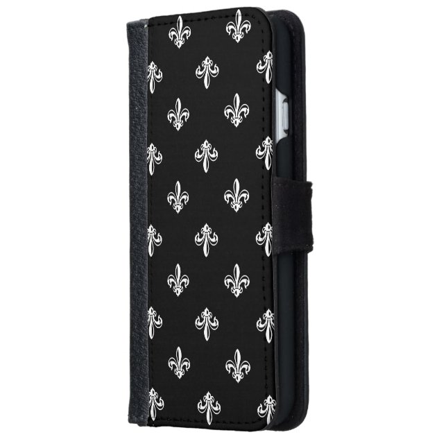 Luxury Black and White Fleur-de-lis Pattern iPhone 6 Wallet Case-1