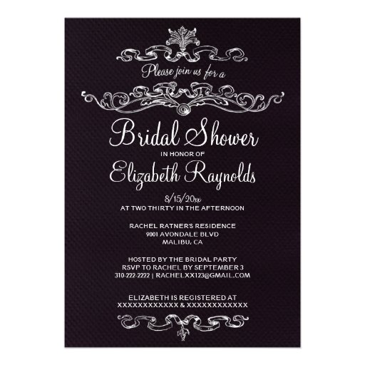 Luxury Black Bridal Shower Invitations