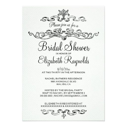 Luxury Black & White Bridal Shower Invitations