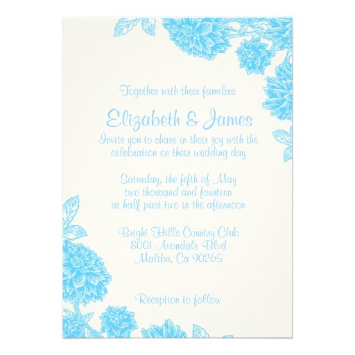 Luxury Blue Floral Wedding Invitations