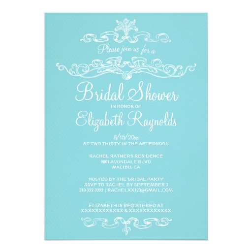 Luxury Blue & White Bridal Shower Invitations