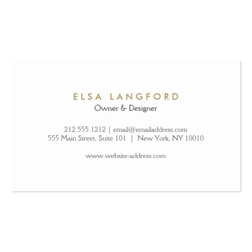 Luxury Boutique Gold Bar on White Business Card Template (back side)