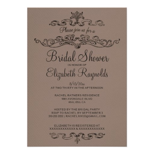 Luxury Brown Bridal Shower Invitations