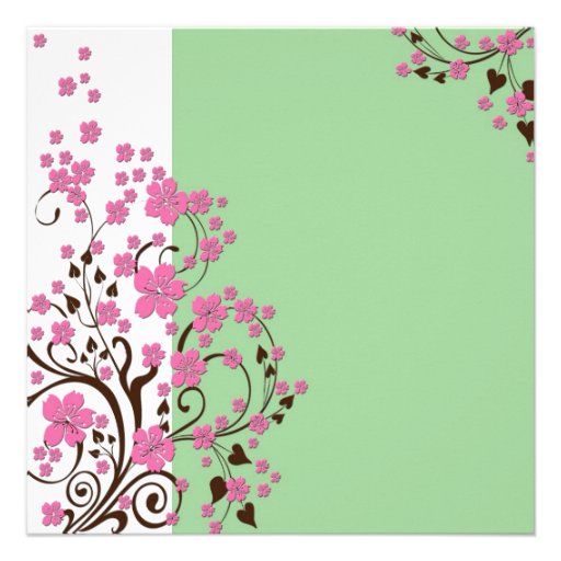 Luxury Cherry Blossom Green Shower Invite