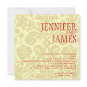 Luxury Christmas Cream Damask Wedding Invitation invitation