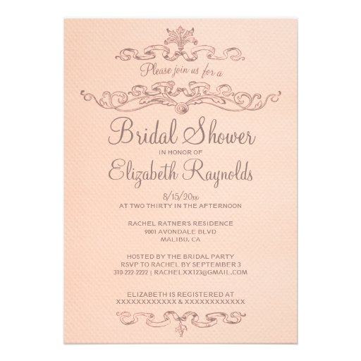 Luxury Coral Bridal Shower Invitations