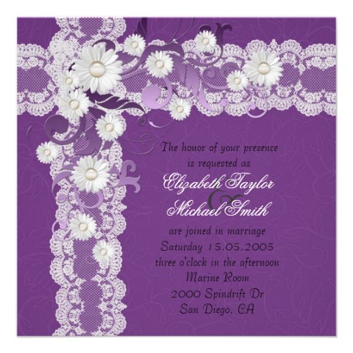 Luxury Daisy Lace Burlap Wedding Invite