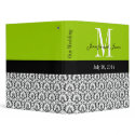 Luxury Damask Initial Wedding Planner Binder Green