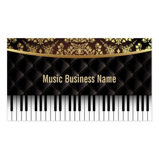 Luxury Diamond Pattern Piano Lessons Business Card (front side)