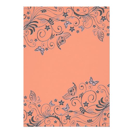 Luxury Elegant Coral Floral Swirls Shower Invite