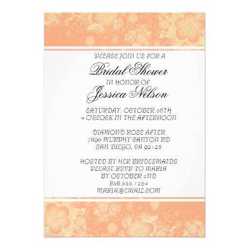 Luxury Elegant Coral Flowers Swirls Shower Invite