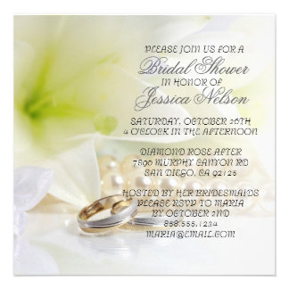 Luxury Elegant Floral Wedding Ring Shower Invite Invitations