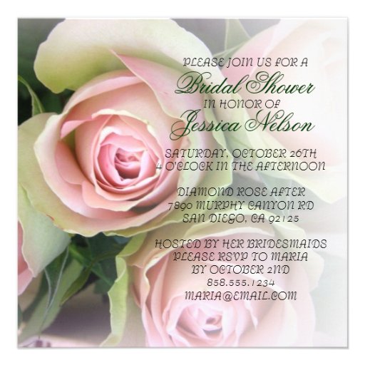 Luxury Elegant Pink Roses Shower Invite