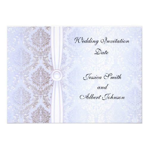 Luxury Elegant Winter Blue Damask Wedding Invite