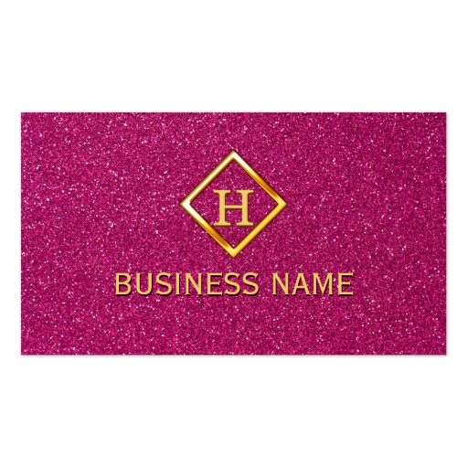 Luxury Glitter Pink Gold Monogram Business Card (front side)