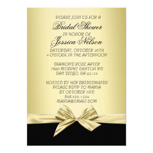 Luxury Gold and Black Ribbon Bridal Invite