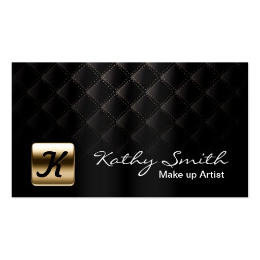 Luxury Gold & Black Makeup Artist Business Card (front side)