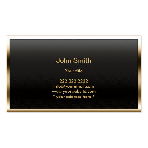 Luxury Gold Border Horse Business Card (back side)