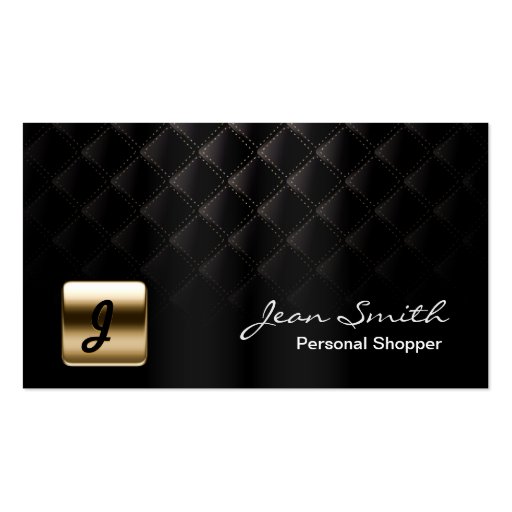 Luxury Gold Emblem Dark Personal Shopper Business Card Template (front side)