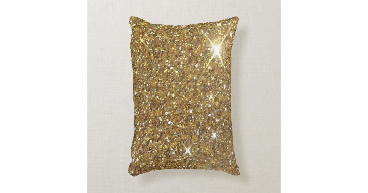 Luxury Gold Glitter Printed Image Decorative Pillow Zazzle