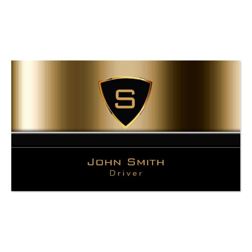 Luxury Gold Monogram Driver Business Card (front side)