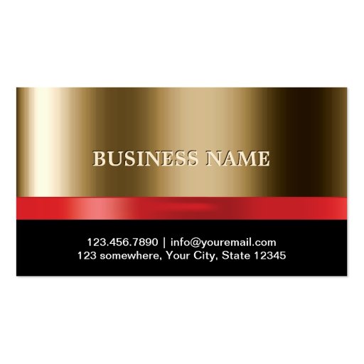 Luxury Gold Red Ribbon Business Card (front side)