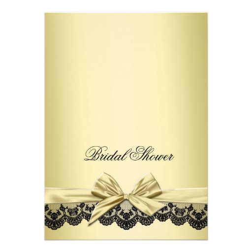 Luxury Gold Ribbon Black Lace Bridal Invite