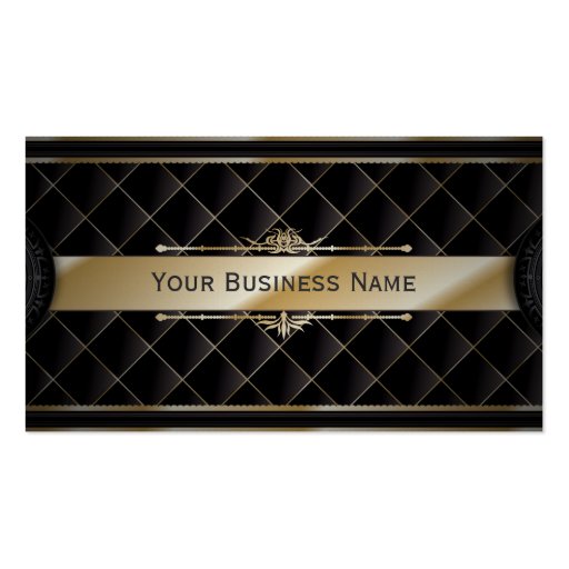 Luxury Gold Striped Diamond Pattern Business card (front side)