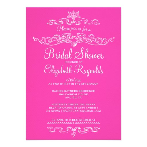 Luxury Hot Pink Bridal Shower Invitations
