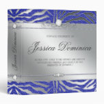 Luxury Jewelry Binder Zebra Sparkle Blue Silver