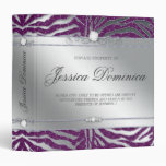 Luxury Jewelry Binder Zebra Sparkle Purple Silver