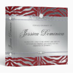 Luxury Jewelry Binder Zebra Sparkle Red Silver