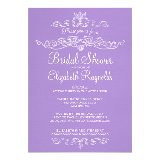 Luxury Lavender Bridal Shower Invitations