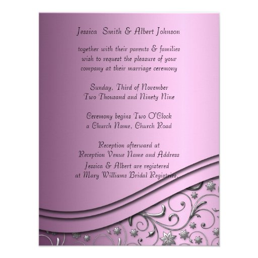 Luxury Lilac Damask Swirls Wedding Invitation