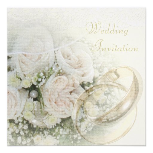 Luxury Linen Wedding Bands, Roses, Doves & Lace Invite