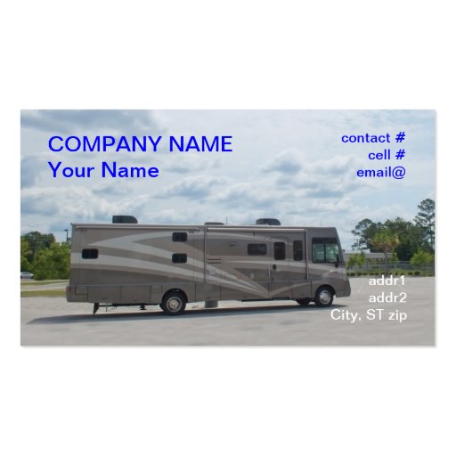 Luxury motor home business card (front side)