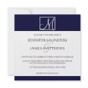 Luxury Navy Monogram Initial Wedding Invitation invitation