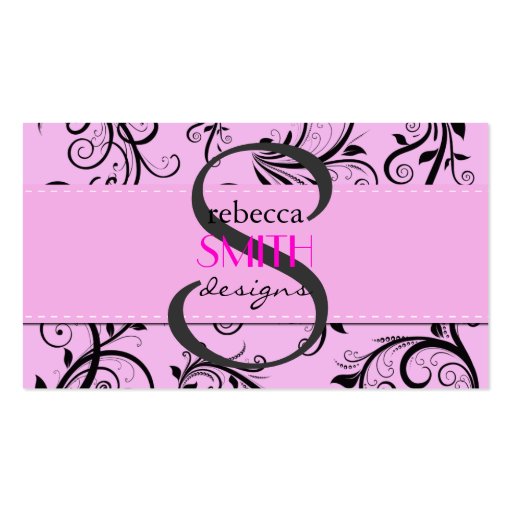 Luxury Ornamental Antique Damask Pink Black Business Card