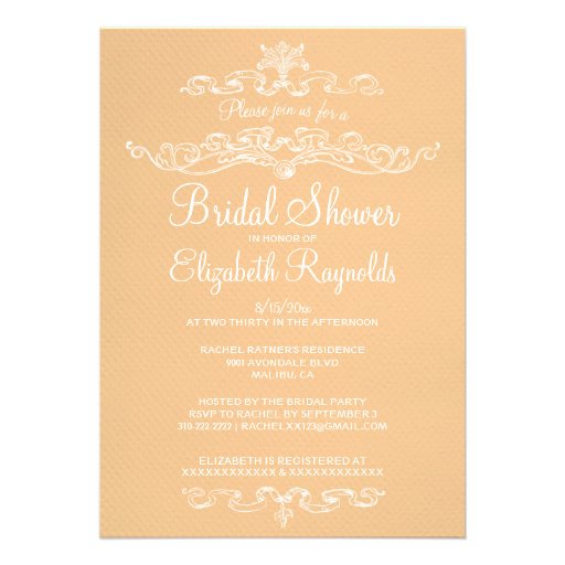 Luxury Peach Bridal Shower Invitations