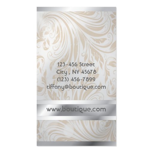 luxury pearl damask fashion boutique businesscards business cards (back side)