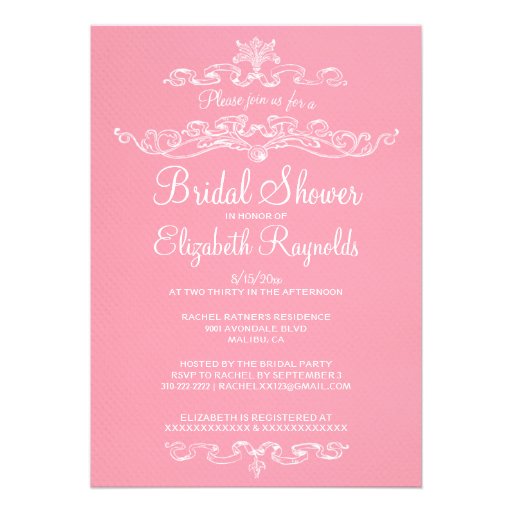 Luxury Pink Bridal Shower Invitations
