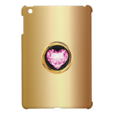 Luxury Pink Diamond Heart Gold iPad mini Case
