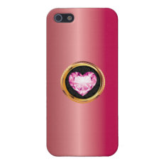 Luxury Pink Diamond Heart Red iPhone 5 Case