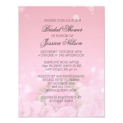 Luxury Pink Roses Bouquet Bridal Invitation