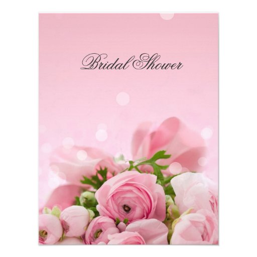 Luxury Pink Roses Bouquet Bridal Invitation