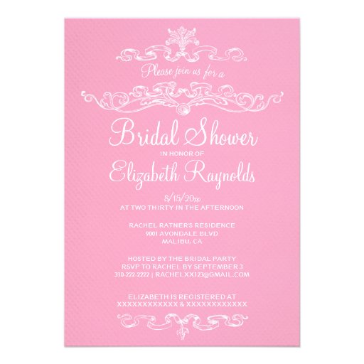 Luxury Pink & White Bridal Shower Invitations