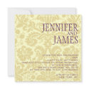 Luxury Purple Cream Damask Wedding Invitation invitation