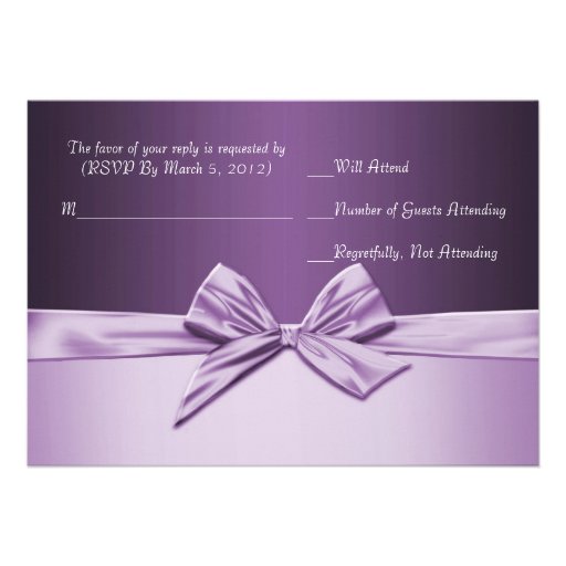 Luxury Purple Elegant Ribbon RSVP card